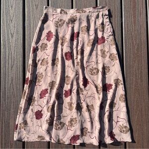 Vintage '90s Sag Harbor Tan Floral Midi Skirt Womens Size L Dainty Autumn Fairy